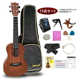 ウクレレ 23インチ コンサート ナチュラルカラー 13点 セット 初心者 U23M (チューナー ピック ストラップ ウクレレ弦 ケース スタンド コード表)