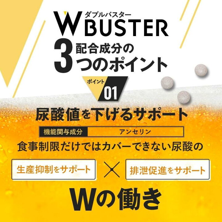 楽天市場】【 Wバスター 3袋 】 ダブルバスター 尿酸値 脂肪 機能性  