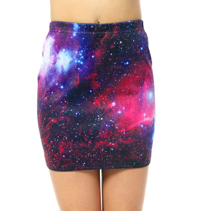 楽天市場 ミニスカート セクシー 宇宙柄 ストレッチ入り マイクロミニスカート ギャラクシー柄 カラフル スカート タイト ボディコン 春夏 ひざ丈 膝丈 コスプレ ポリエステル 輸入品屋さん