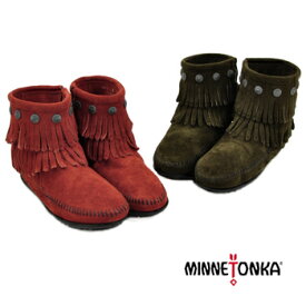 MINNETONKA ミネトンカ Double Fringe Side Zip Boot ダブルフリンジ付きサイドジップショートブーツ［696F/695F］【FW】(24ss-5)