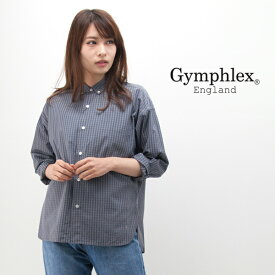 Gymphlex ジムフレックス レディース 2ストライプ/ギンガムチェック ボタンダウンビッグシャツ［J-1258NTS］【SS】