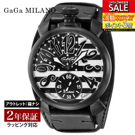 【OUTLET】 ガガミラノ GaGaMILANO メンズ 時計 MANUALE 48mm 手巻 ブラック/ホワイト 5012.MMI01TB1F-S 時計 腕時計 高級腕時計 ブランド 【箱無し】