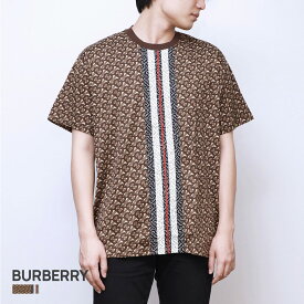 バーバリー BURBERRY MUNLEY TBM Tシャツ メンズ モノグラムストライププリント 半袖 コットンTシャツ ブラウン XS/S/M/L 8018239