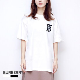 バーバリー BURBERRY EMERSON TB Tシャツ レディース 半袖 モノグラムモチーフ コットン オーバーサイズTシャツ シャツ カットソー ホワイト ブラック XS/S/M/L 8017472 8017473 白 黒 おしゃれ