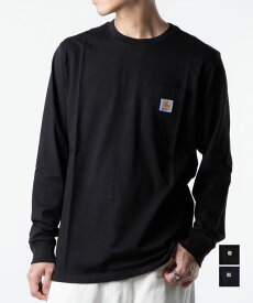 カーハート Carhartt I022094 Tシャツ メンズ トップス 長袖 ロングTシャツ WIP スリーブ クルーネック カットソー コットン 綿 ロンT ロゴラベル L/S POCKET T-SHIRT 無地 アウトドア ストリート S M L XL ブラック ダークネイビー S M L XL