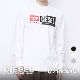 ディーゼル DIESEL T-DIEGO-LS-CUTY Tシャツ メンズ 長袖 トップス ロングTシャツ ロンT カットソー ボックスロゴ シャツ カジュアル ホワイト/ブラック/グレー S/M/L/XL A00351-0091A 白 黒 大きいサイズ