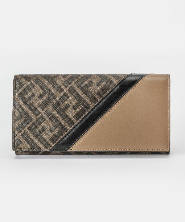 FENDI FFロゴ 長財布 ブラウン/イエロー