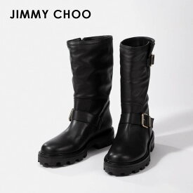 ジミーチュウ JIMMY CHOO BIKER II SQM ブーツ レディース シューズ バイカーブーツ スムースレザー モード 革靴 トール カジュアル ラウンドトゥ トレッドソール イタリア製 シンプル お出かけ 靴 黒 ギフト 誕生日 記念 TALL BOOTS プレゼント ブラック 22.5～26.0cm