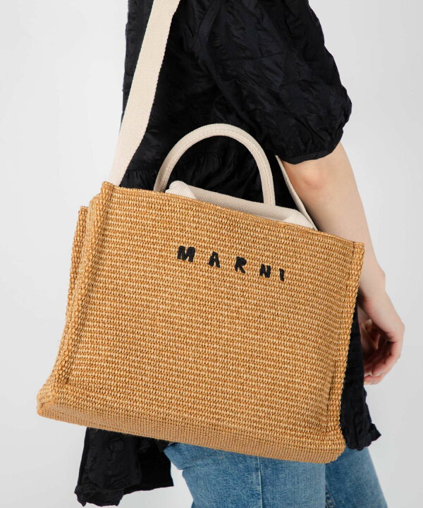 楽天市場】マルニ MARNI SMALL RAFFIA-EFFECT SMALL TOTE BAG ラフィア 