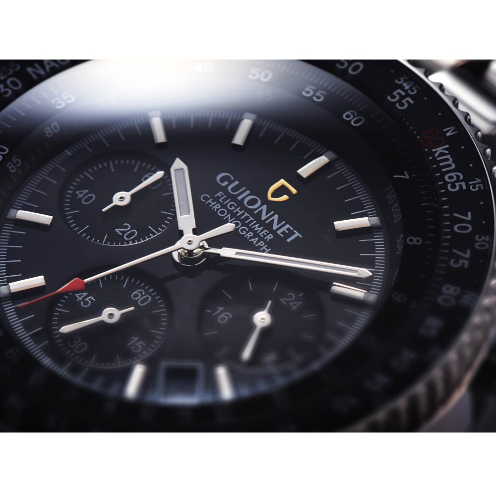 GUIONNET フライトタイマー パイロットクロノグラフ 腕時計 メンズ 時計男性用 おしゃれ ビジネス オフィス パイロット・クロノグラフ  フライトタイマー クォーツ 電池式 ブラック ブラウン ネイビー ホワイト ギフト プレゼント 贈り物 | U-STREAM