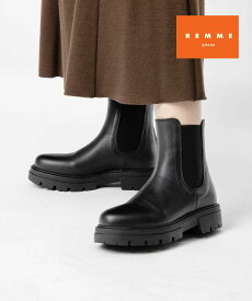 【正規品】 レメ REMME ZH-1104-ZIP-PR ブーツ レディース シューズ ジップサイドゴアブーツ チェルシーブーツ バックジッパー レザー Back Zipper Chelsea Boots
