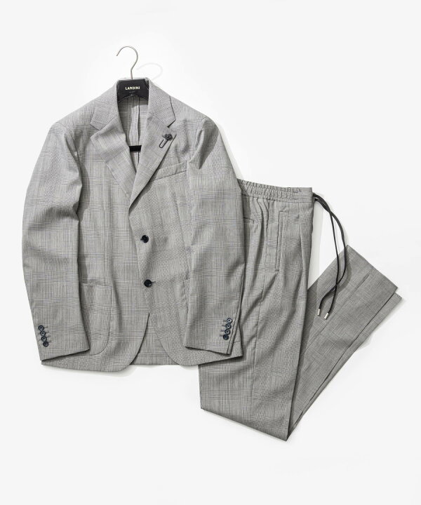 美品]ラルディーニLardini ブルー チェック柄 スーツ セットアップ 