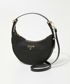 プラダ PRADA 1BC194 R789 ショルダーバッグ RE-NYLON LEATHER SHOULDER BAG レディース バッグ ホーボーバッグ アーケ スモール リナイロン ミニバッグ レザー トライアングルロゴ 2way クロスボディ 鞄 お出かけ クリスマス ギフト プレゼント ブラック