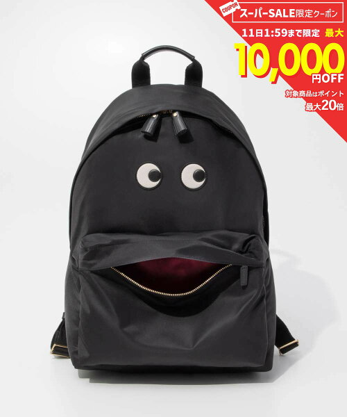 【10日限定★エントリーで最大100％ポイントバック！当選確率1/2 】 アニヤ ハインドマーチ ANYA HINDMARCH ANYA LIFE Backpack Eyes in Black ECONYL regenerated Nylon アイズ バックパック 5050925193528 バックパック レディース バッグ ブラック