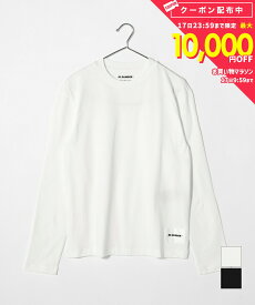 【3枚セット】ジルサンダー プラス JIL SANDER+ J40GC0002 J45048 Tシャツ レディース トップス 長袖 ロングTシャツ クルーネック カットソー コットン ロンT ロゴラベル 大きいサイズあり ブラック ホワイト XS S M L XL