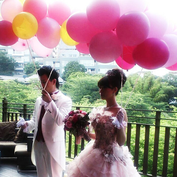 楽天市場 バルーンリリース 60本 結婚式 ウェディング 二次会 イベント 風船飛ばし 東京都心対象サービス パールカラー ピンク ゴールド 港区 中央区 品川区 目黒区 渋谷区 新宿区 千代田区 バルーン電報のユーバルーン