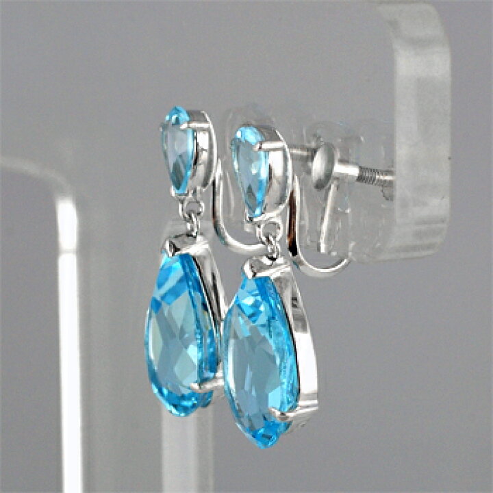 楽天市場】【選べる地金】ブルートパーズ イヤリング 15ct K10WG/K10YG 