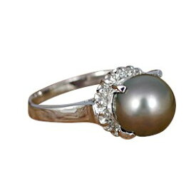 【選べる地金】ブラックパール リング 9mm Pt100/K10WG/K10YG/K18WG/K18YG 黒真珠 タヒチ産