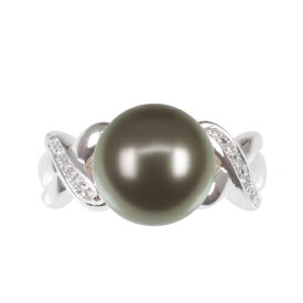 【選べる地金】ブラックパール リング 10mm K10WG/K10YG/K18WG/K18YG 黒真珠 タヒチ産