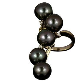 【選べる地金】ブラックパール リング 8mm K10YG/K10WG 黒真珠 タヒチ産