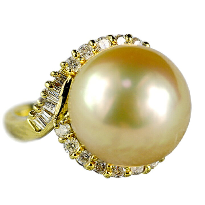 楽天市場】白蝶パール リング 13mm K18YG 南洋 真珠 ゴールドカラー  