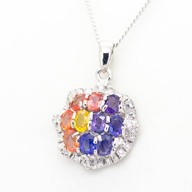 マルチカラーサファイヤ 紫陽花ペンダント 2.0ct SV925