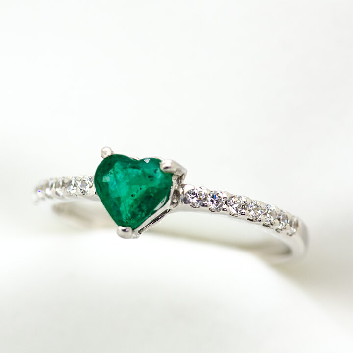 楽天市場】【選べる地金】エメラルド ハート リング 0.4ct K10WG/K10YG 