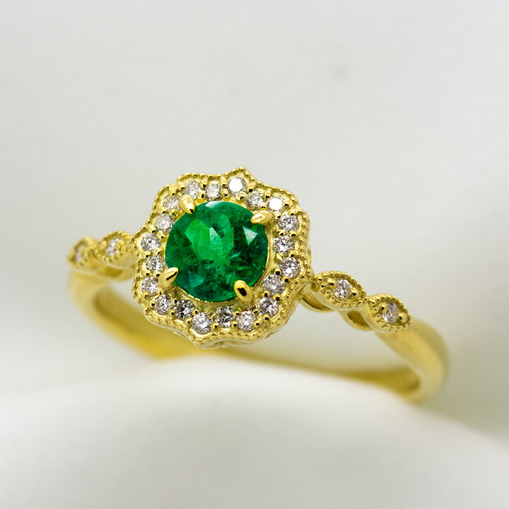 楽天市場】エメラルド リング 0.45ct K18YG Classic : ubazakura