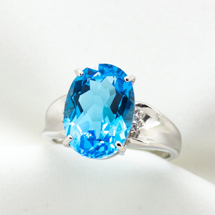 楽天市場】ブルートパーズ リング 7.0ct K10WG : ubazakura