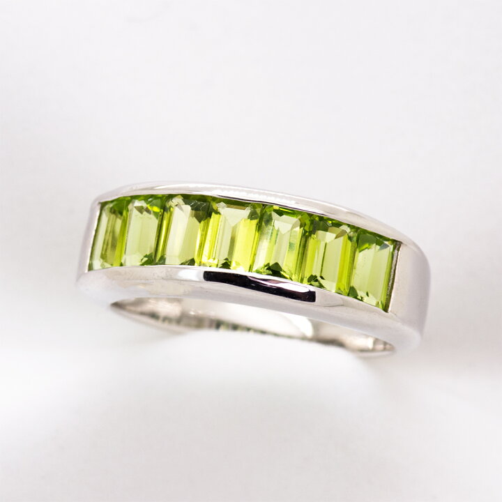 楽天市場】【選べる地金】ペリドット 一文字リング 2.0ct SV925/K10WG 