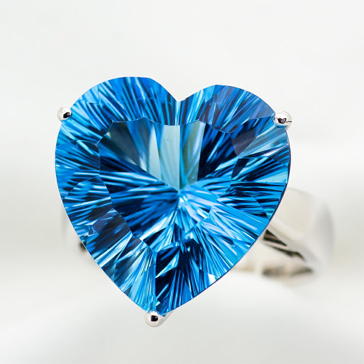 楽天市場】ブルートパーズ ハートカット リング 25.64ct Pt900【限定1 