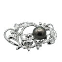 ブラックパール ブローチ 11mm SV925 黒真珠 タヒチ産