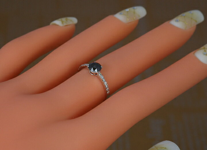楽天市場】【選べる地金】ブラックダイヤモンド リング 0.5ct K10WG 