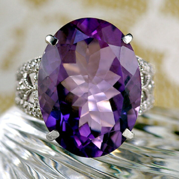楽天市場】【選べる地金】アメジスト リング 15ct Pt900/K18WG/K18YG  
