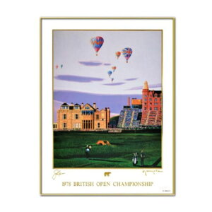 在庫わずか ヒロヤマガタ 絵画 ヒロ・ヤマガタ 1978 BRITISH OPEN CHAMPIONSHIP YA-16 ゴルフ ポスター メルヘン・子供部屋 額入り インテリア 壁 おしゃれ 壁掛け リビング 寝室 新築祝い 開業祝い 開