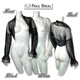 春夏　【合わせ買い対象】フランス　"PAUL BRIAL" 袖のプリーツと段々切替が上品なボレロ カーディガン　ブラックとホワイト　サイズT1とT2【当初10649】