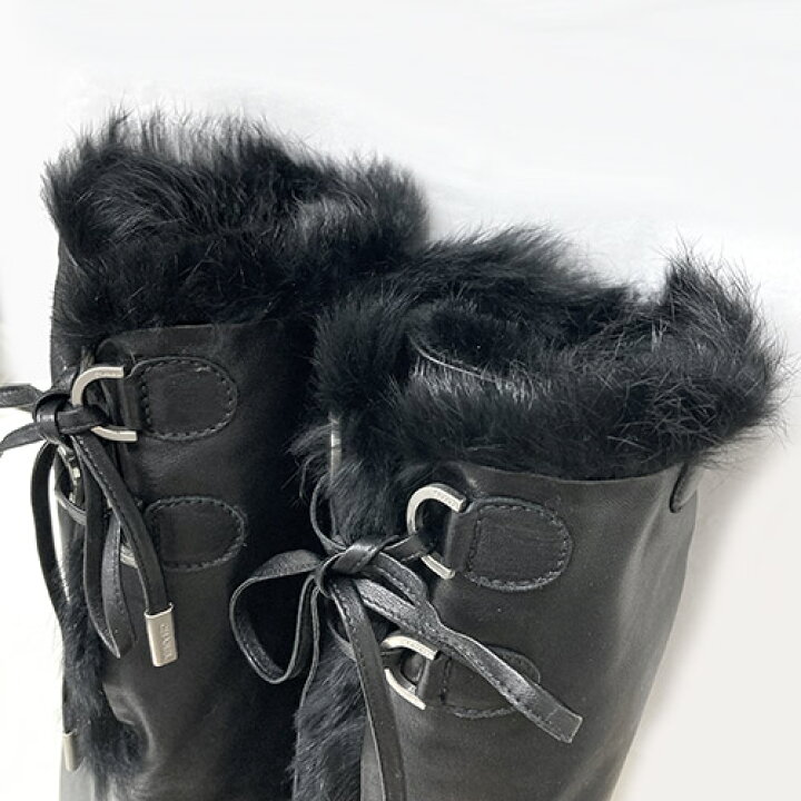 楽天市場】シャネル CHANEL ロングブーツ サイズ37ハーフ 約23~24cm 黒 