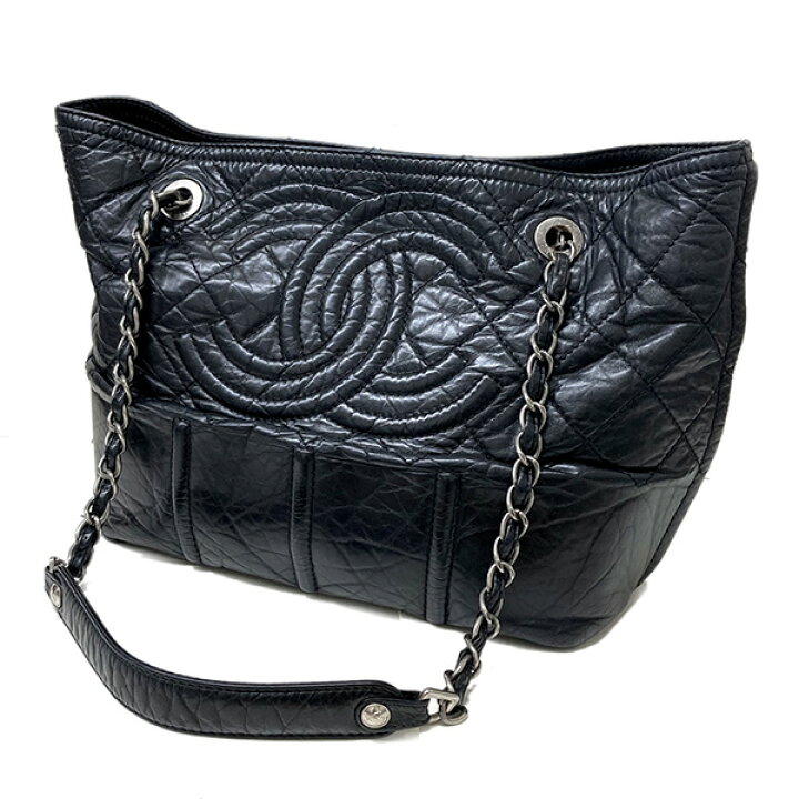 楽天市場】シャネル ヴィンテージカーフ トートバッグ 黒 ソフトレザー  