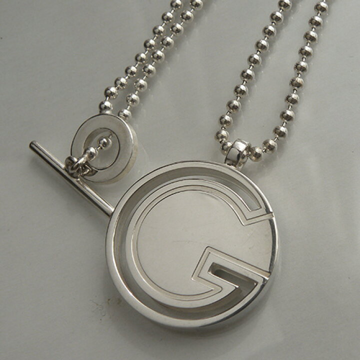 楽天市場】グッチ Gロゴ ラウンドプレート ネックレス シルバー 未使用 