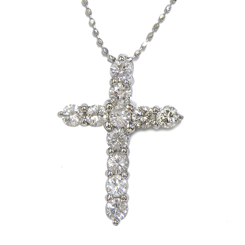 ダイヤモンド クロス ネックレス 1ct 40cm プラチナ PT D1.00ct 1ct ジュエリーのサムネイル