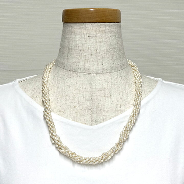 楽天市場】淡水パール 6連 ツイスト ネックレス 60cm 本真珠 ロング 