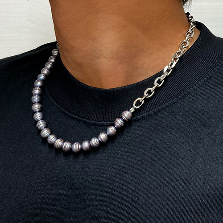 楽天市場】本真珠 メンズパール ネックレス チェーンミックス 約9  