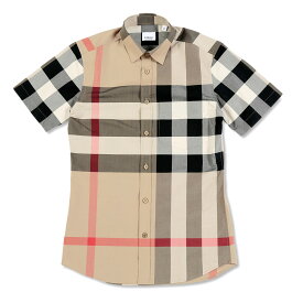 バーバリー BURBERRY SOMERTON SS シャツ メンズ ショートスリーブ 半袖 チェック ストレッチコットンポプリン アーカイブベージュ XS/S/M/L/XL 8017322 ギフト プレゼント