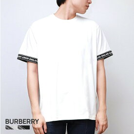 バーバリー BURBERRY TESLOW Tシャツ メンズ 半袖 ロゴテープ コットン オーバーサイズTシャツ ホワイト/ブラック XXS/XS/S/M 80294481 カジュアル ブランド 黒 白 ゆったり ギフト プレゼント