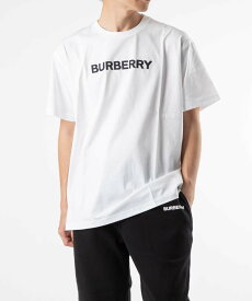バーバリー BURBERRY 8055309 Tシャツ メンズ トップス 半袖 コットン クルーネック カットソー ロゴプリント クルーネック 白 カジュアル オーバーサイズ HARRISTON ホワイト XS S M L XL