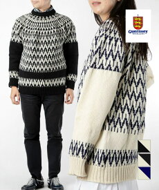 【正規品】 ガンジーウーレンズ GUERNSEY WOOLLENS GW-1013 ニット メンズ レディース トップス 長袖 セーター ツートーン アイスマン 秋冬 ゆったり ウール 英国製 ユニセックス 全3色 40 42 44