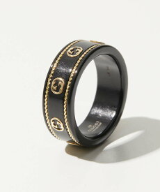 グッチ GUCCI 606826 I0H11 リング ICON RING IN YELLOW GOLD AND CORINDUM メンズ レディース アクセサリー 指輪 イエローゴールド インターロッキングG アイコン ジュエリー ギフト プレゼント エレガント お祝い 記念 おしゃれ クリスマス ブラック 13 14 15