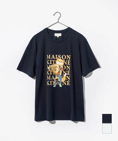 メゾンキツネ MAISON KITSUNE LM00123KJ0008 Tシャツ FOX CHAMPION REGULAR TEE-SHIRT メンズ トップス 半袖 フォックス チャンピオン レギュラー コットン 春夏 カジュアル 綿 ストリート ネイビー ホワイト S M L