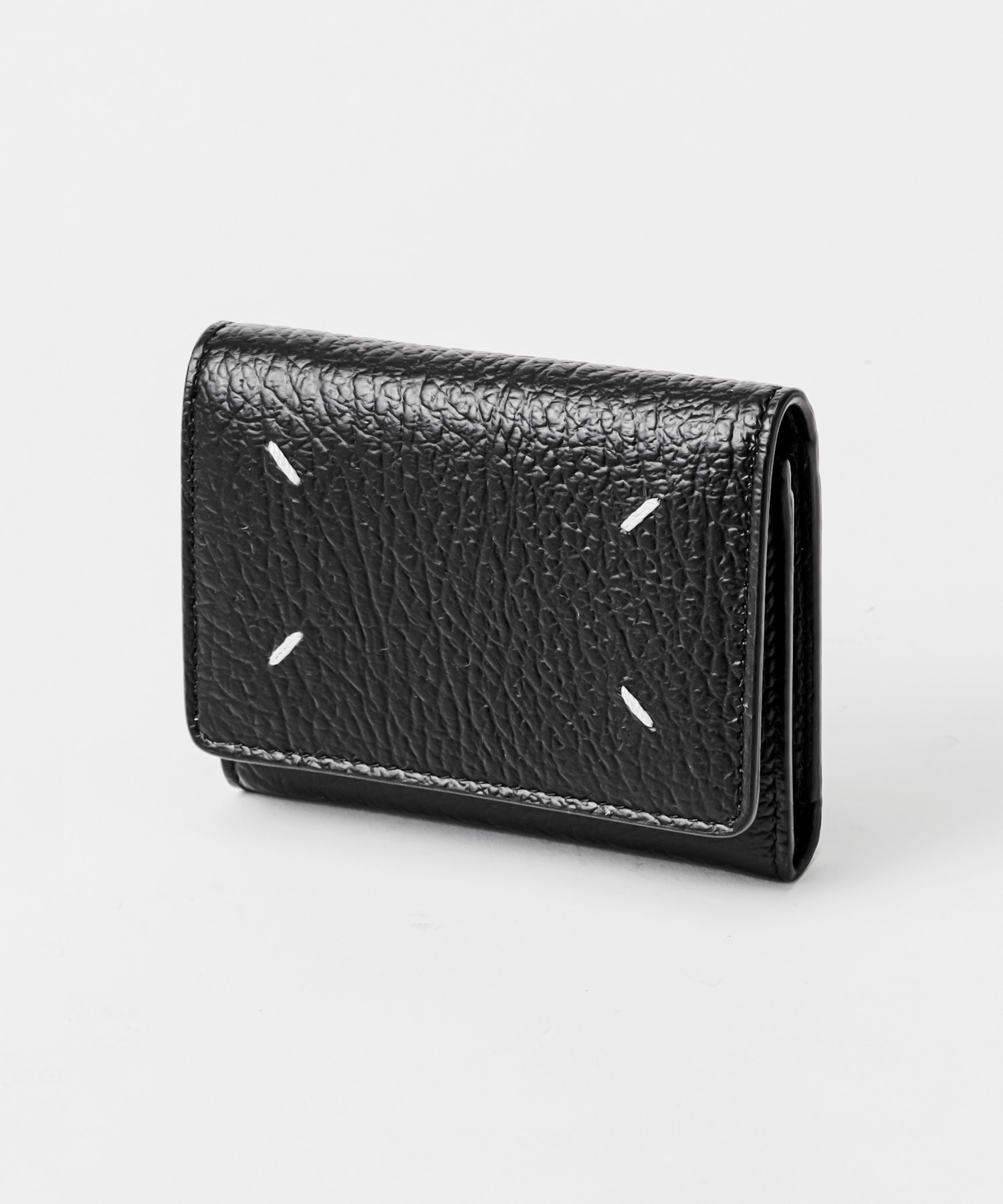 メゾンマルジェラ 財布 ジップコンパクトウォレット 黒 3つ折り財布 