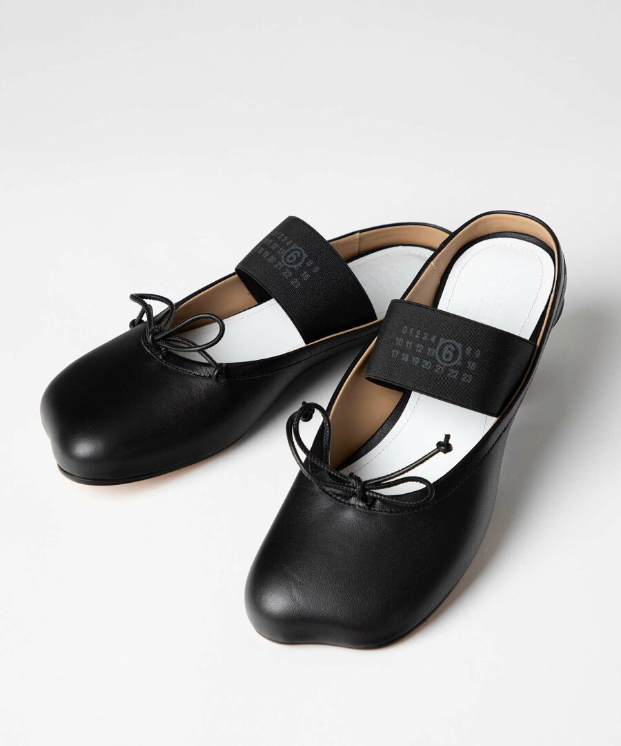 エムエム6 MM6 S66WX0062 P3628 パンプス SLIPPER レディース シューズ アナトミック スリッポン バレエシューズ レザー フラットシューズ シンプル カジュアル モード お出かけ 本革 革靴 ビジネス ビジカジ プレゼント メゾン マルジェラ ブラック 23.5〜26.0cm - メイン画像 2